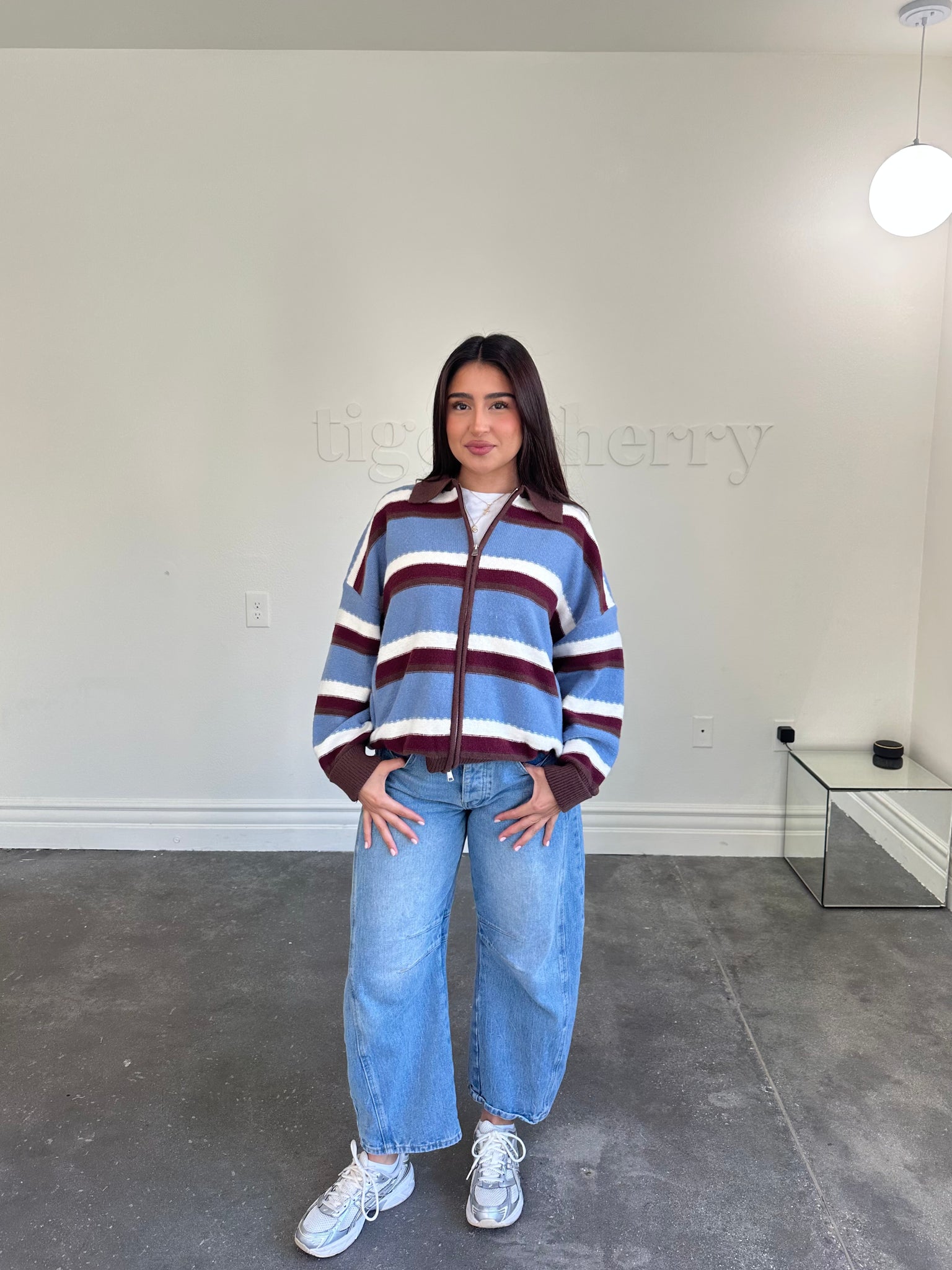 emma sweater jacket (BLUE/MULTI STRIPED)