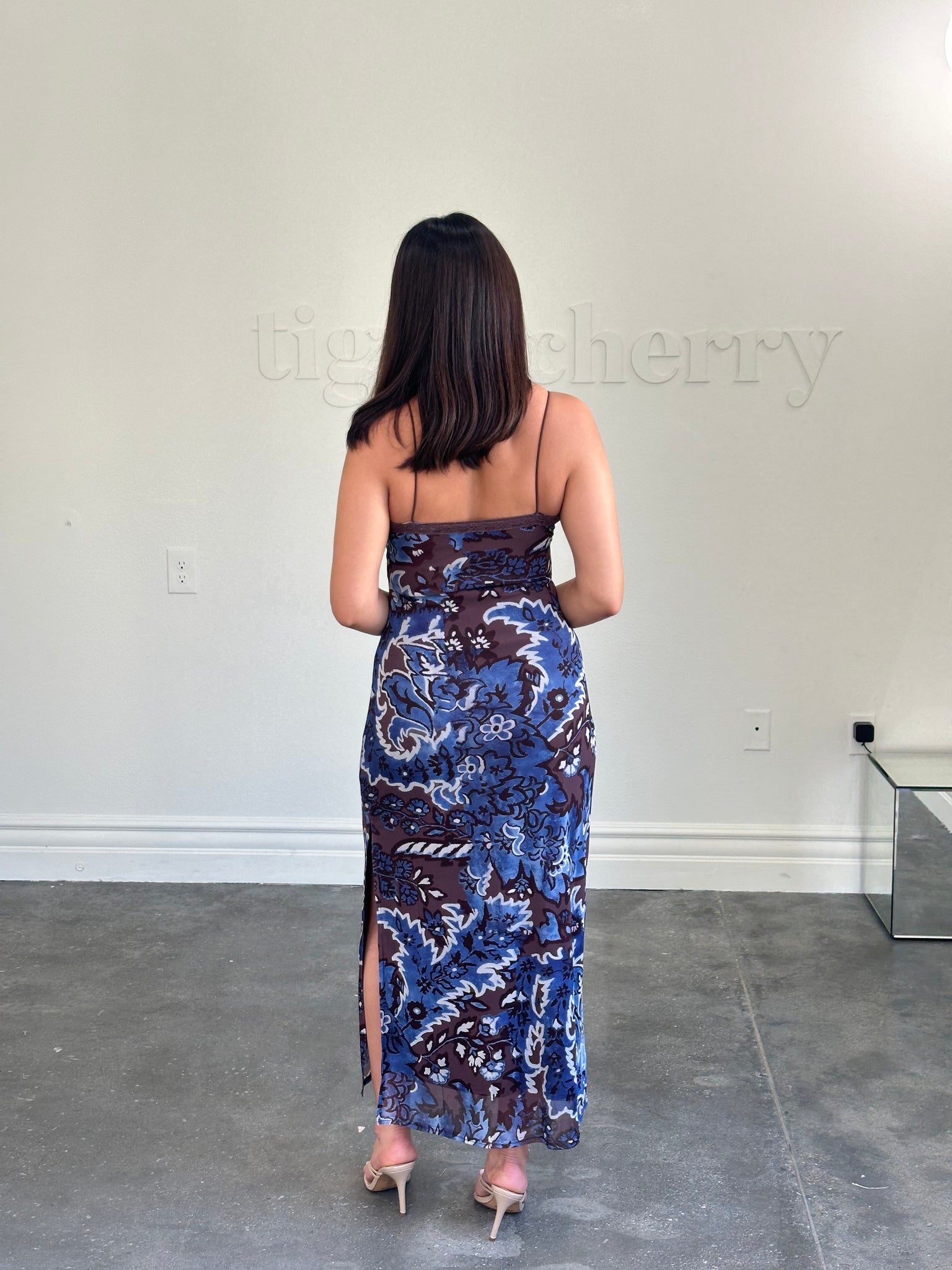 lori dress (BROWN/NAVY)
