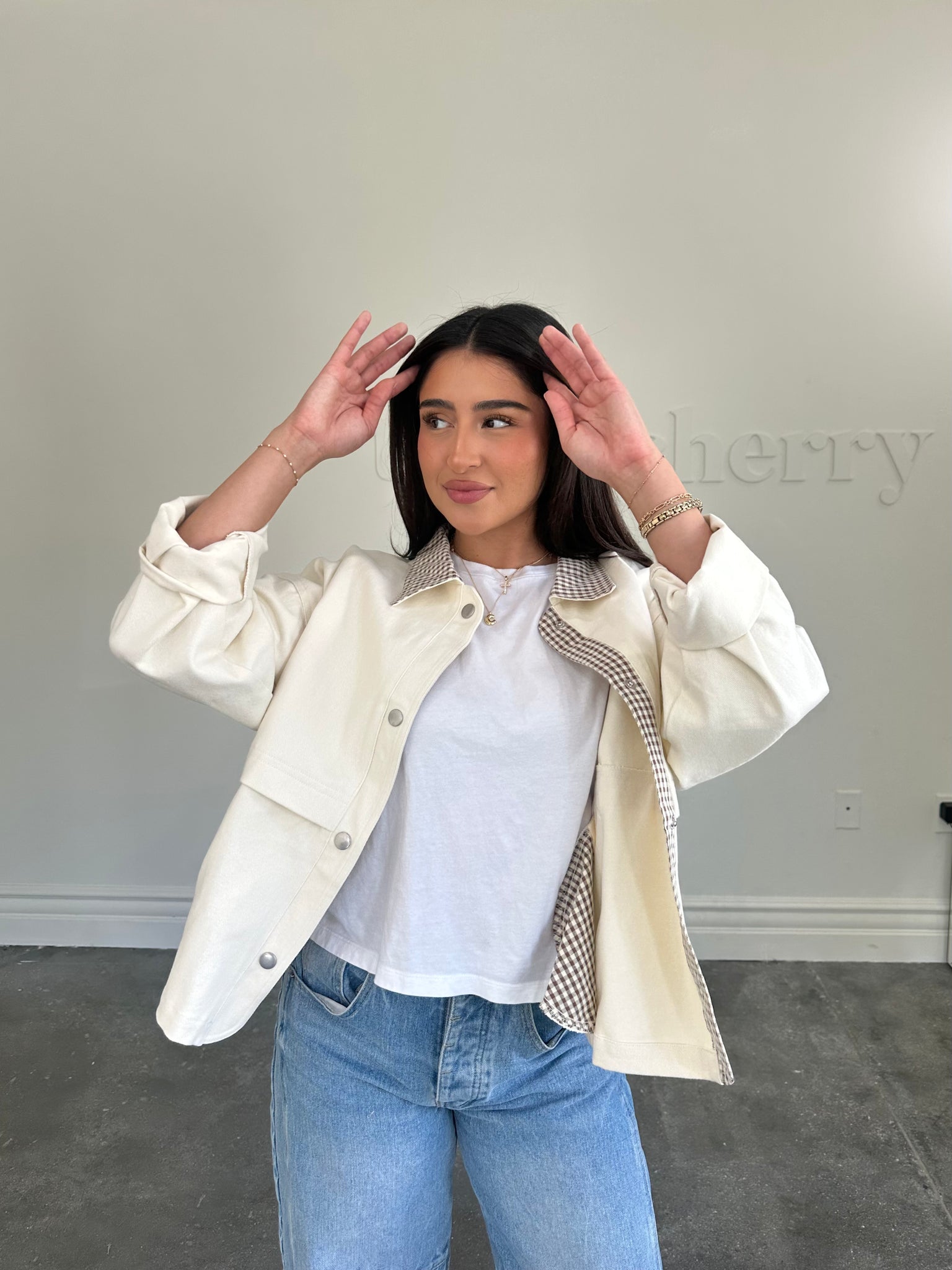 emma jacket (CREAM/BROWN)