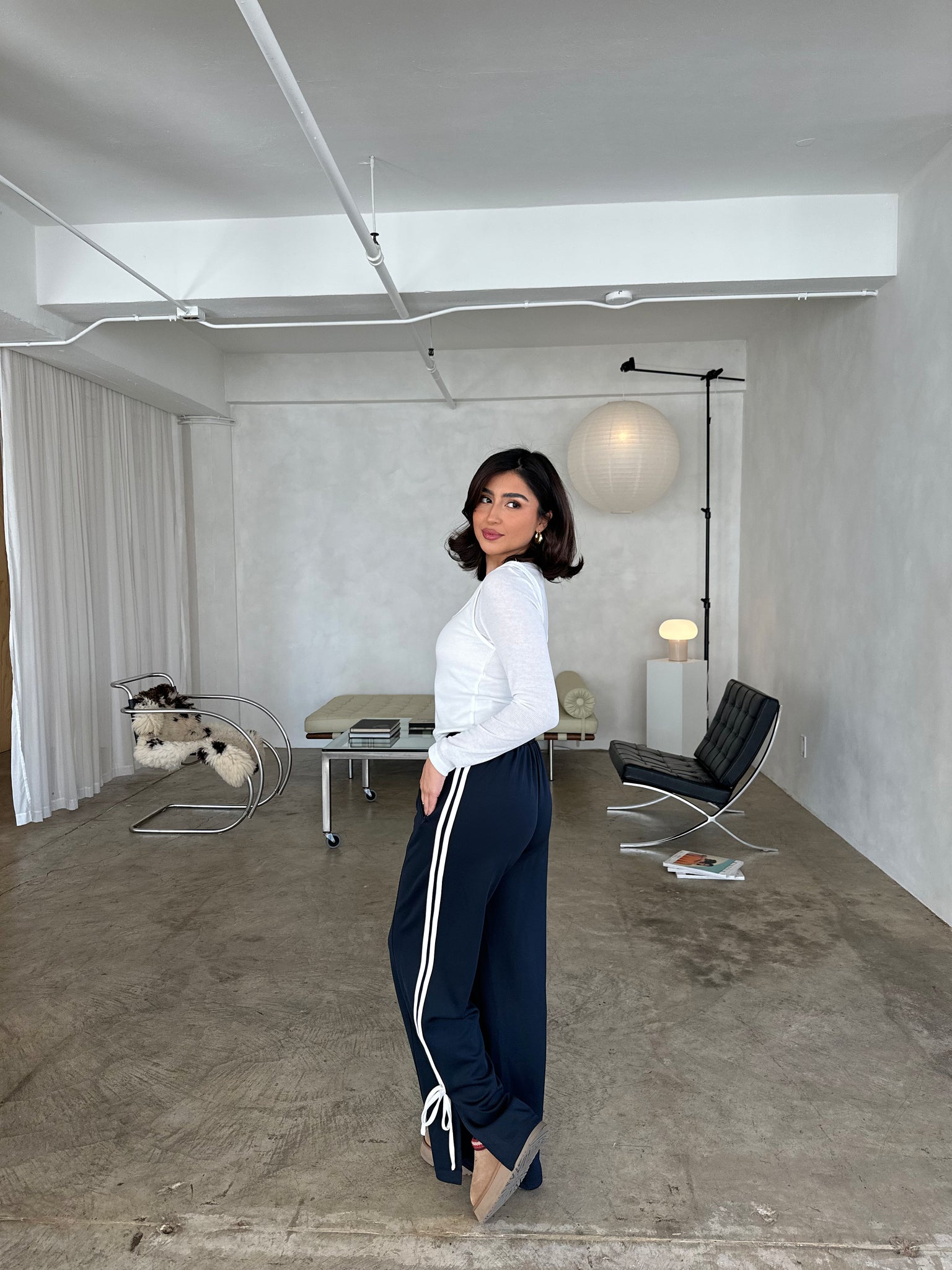 naya track pants (NAVY/WHITE)