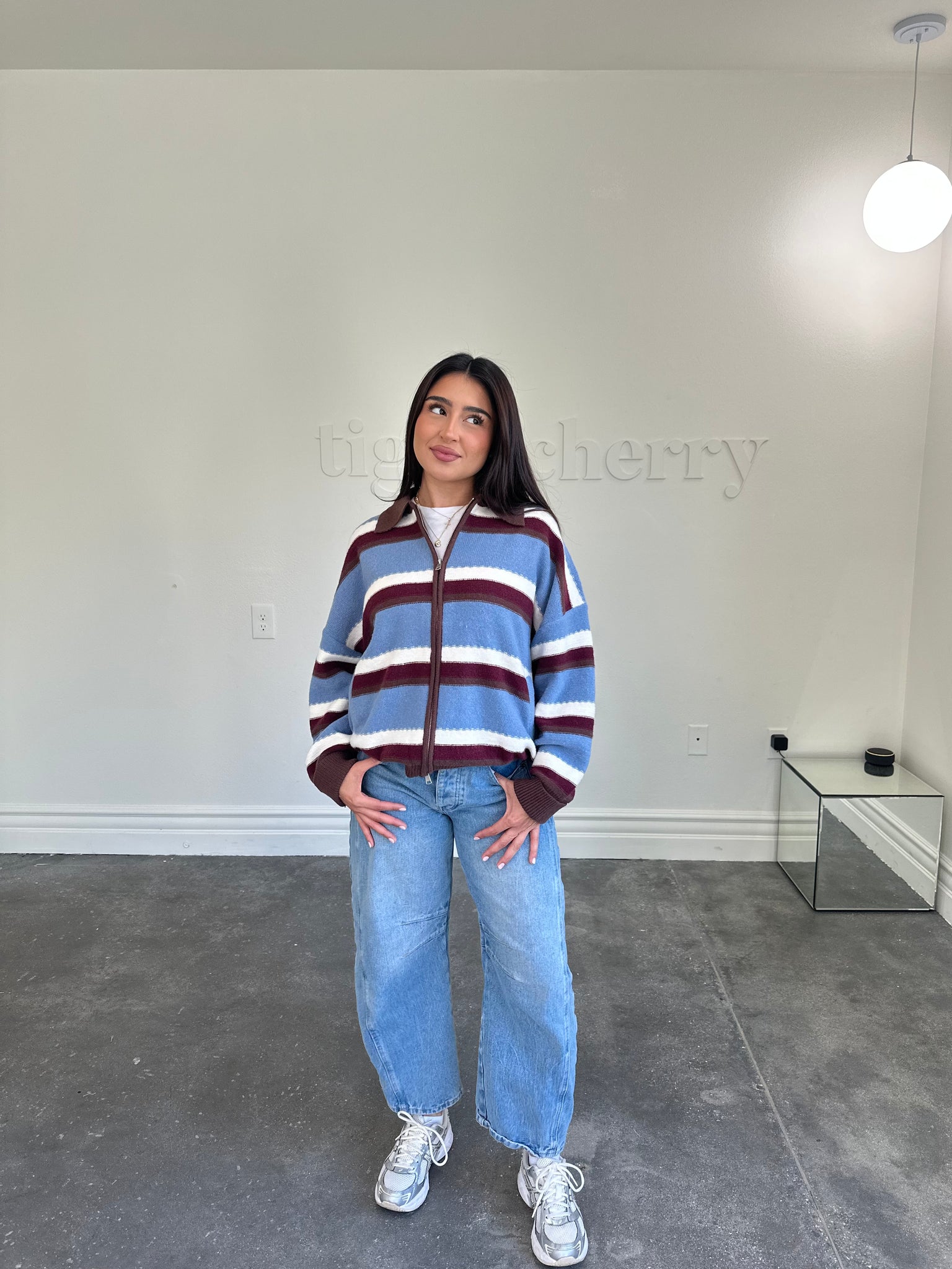 emma sweater jacket (BLUE/MULTI STRIPED)