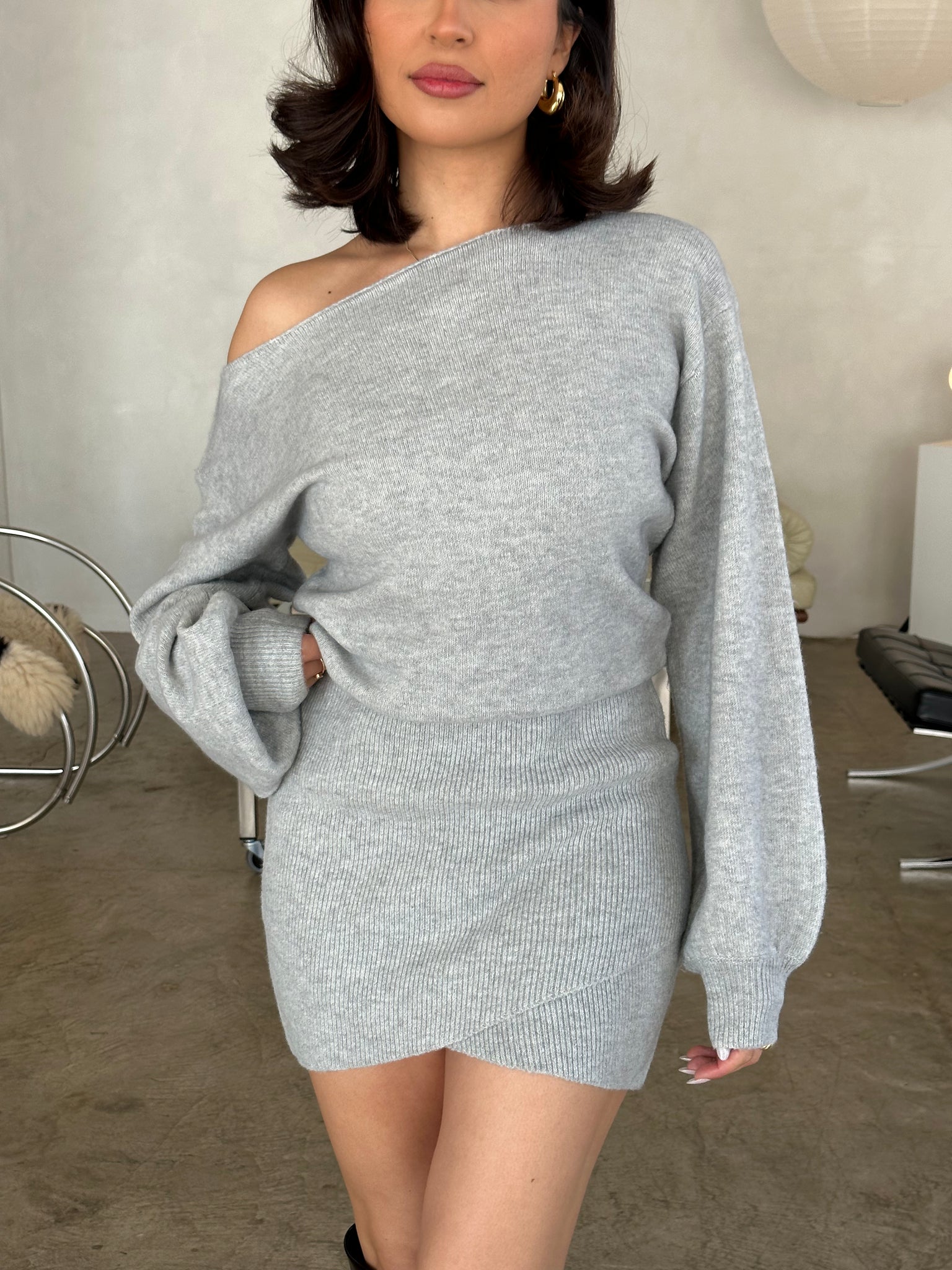 khloe dress (HEATHER GRAY)