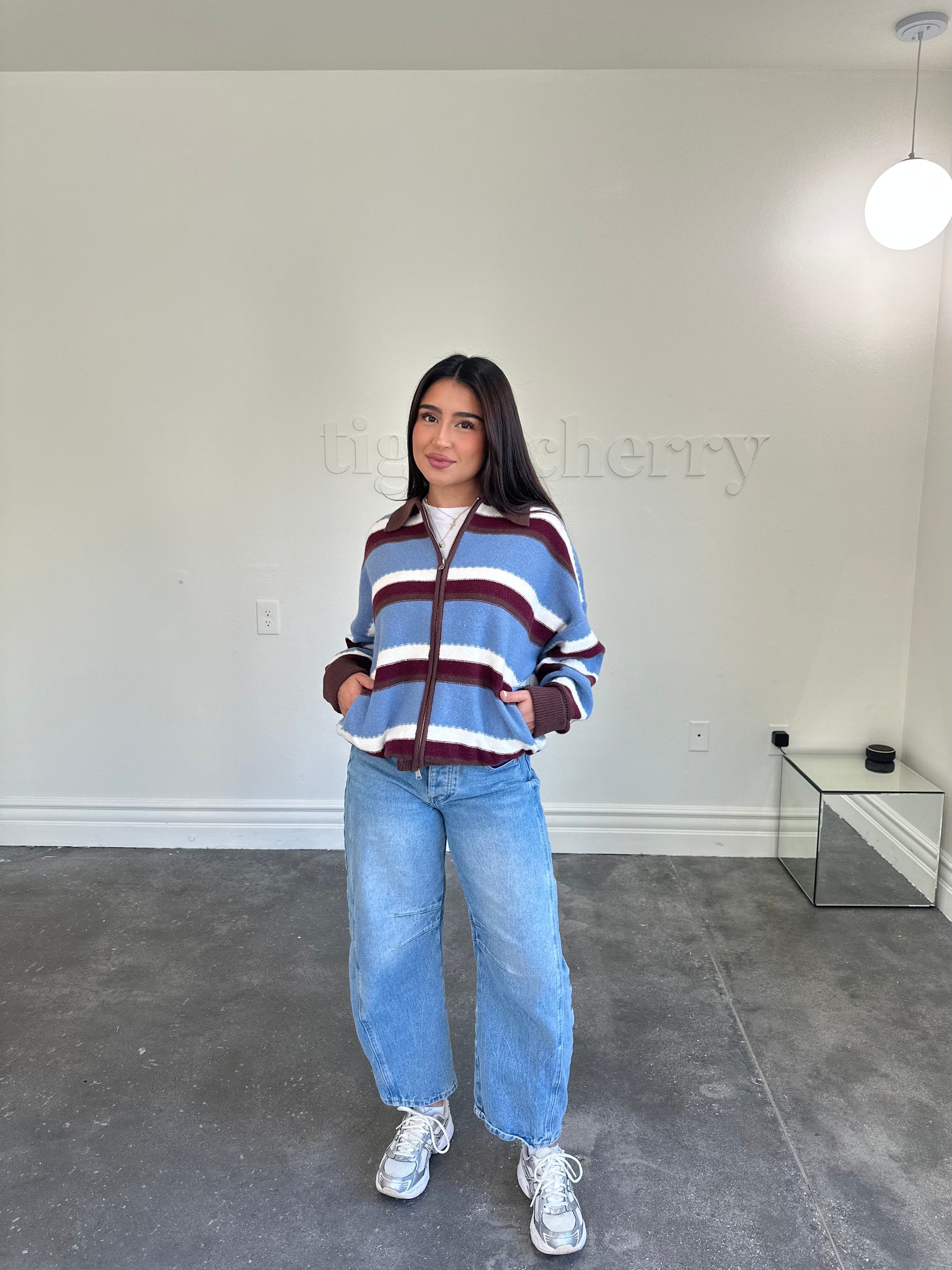 emma sweater jacket (BLUE/MULTI STRIPED)