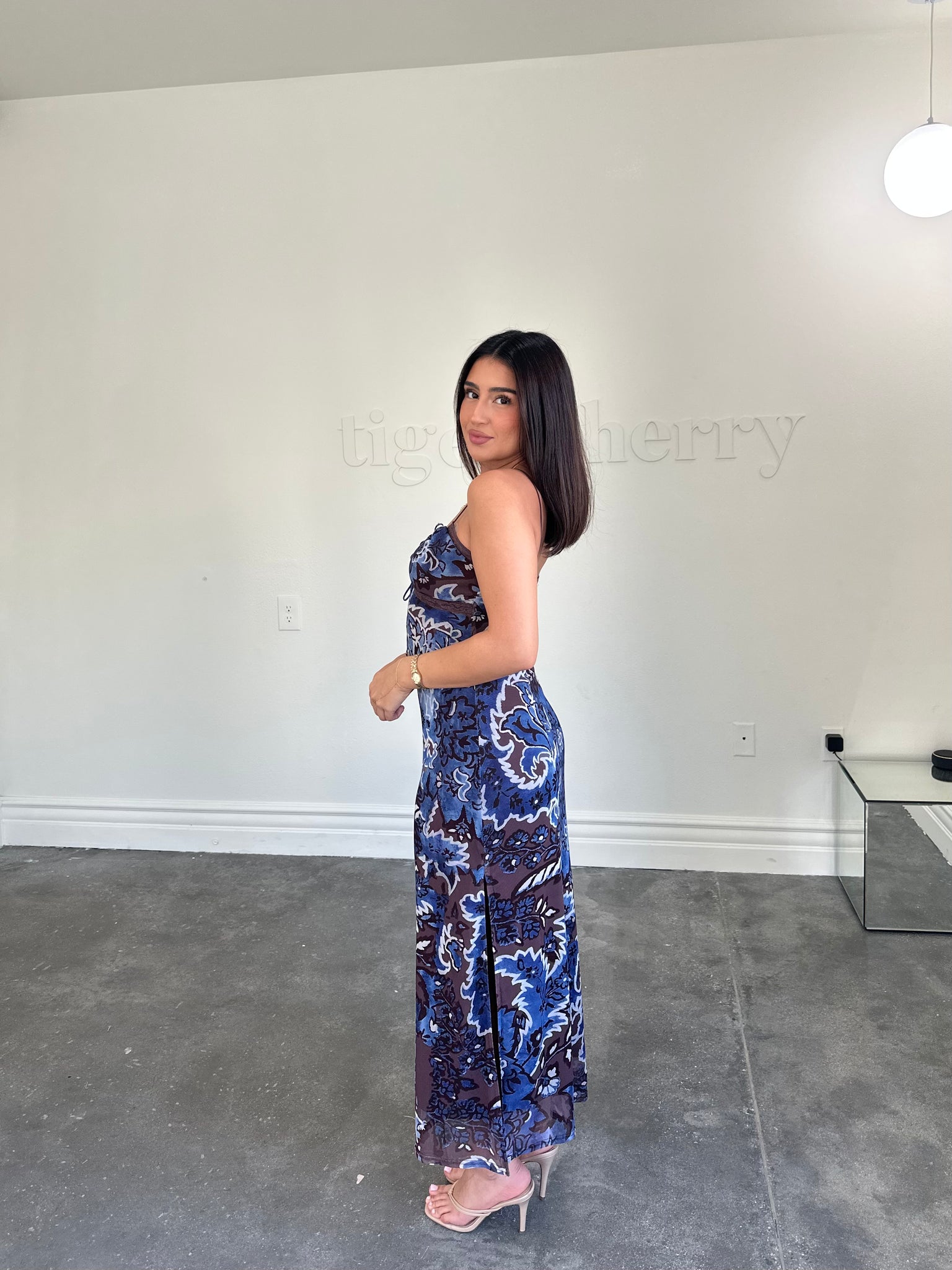 lori dress (BROWN/NAVY)