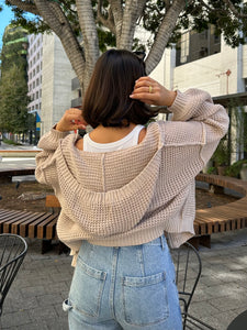 melody knit zip up (LIGHT MOCHA)