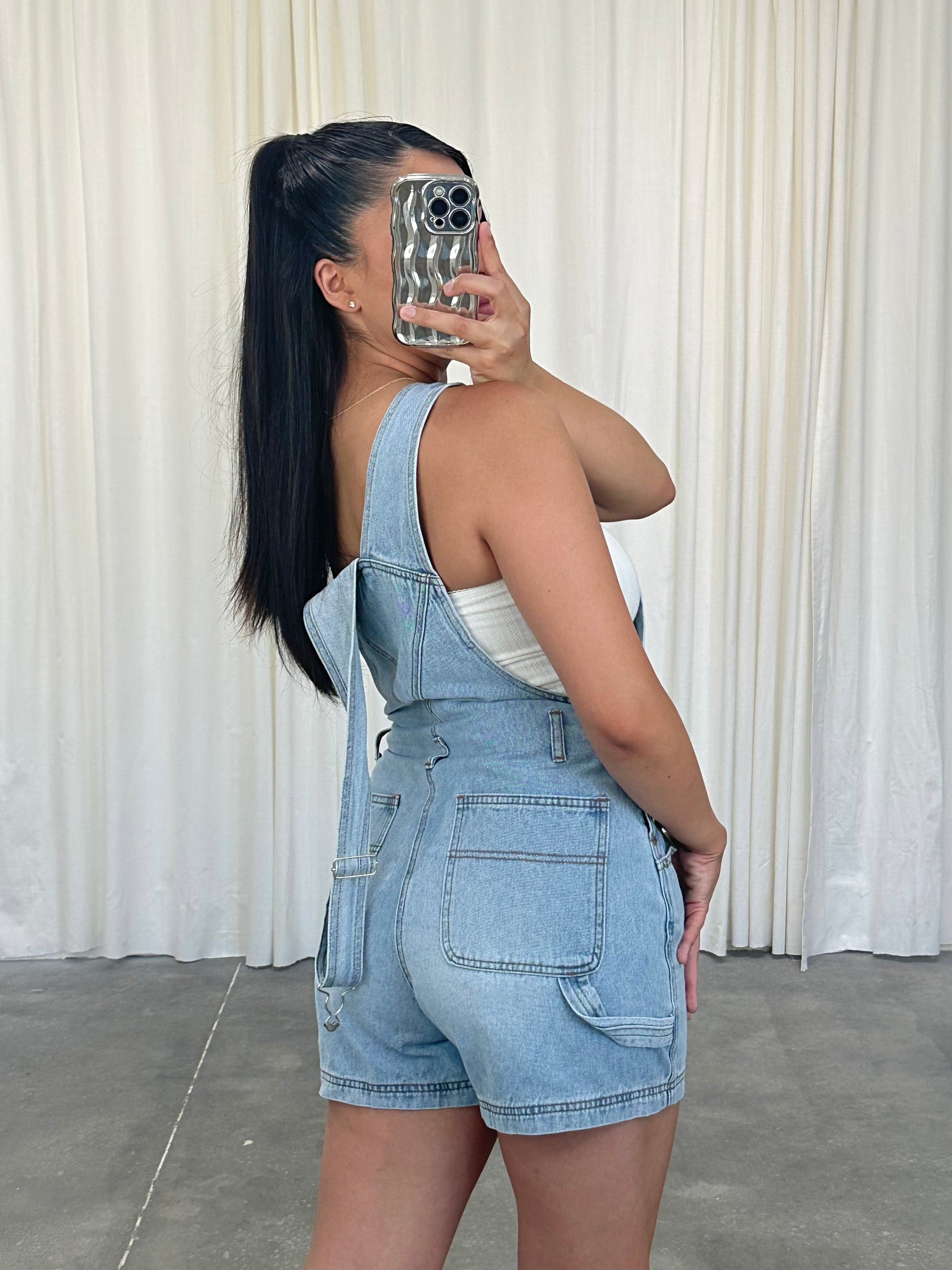 miso overalls (SHORTS/LIGHT DENIM)