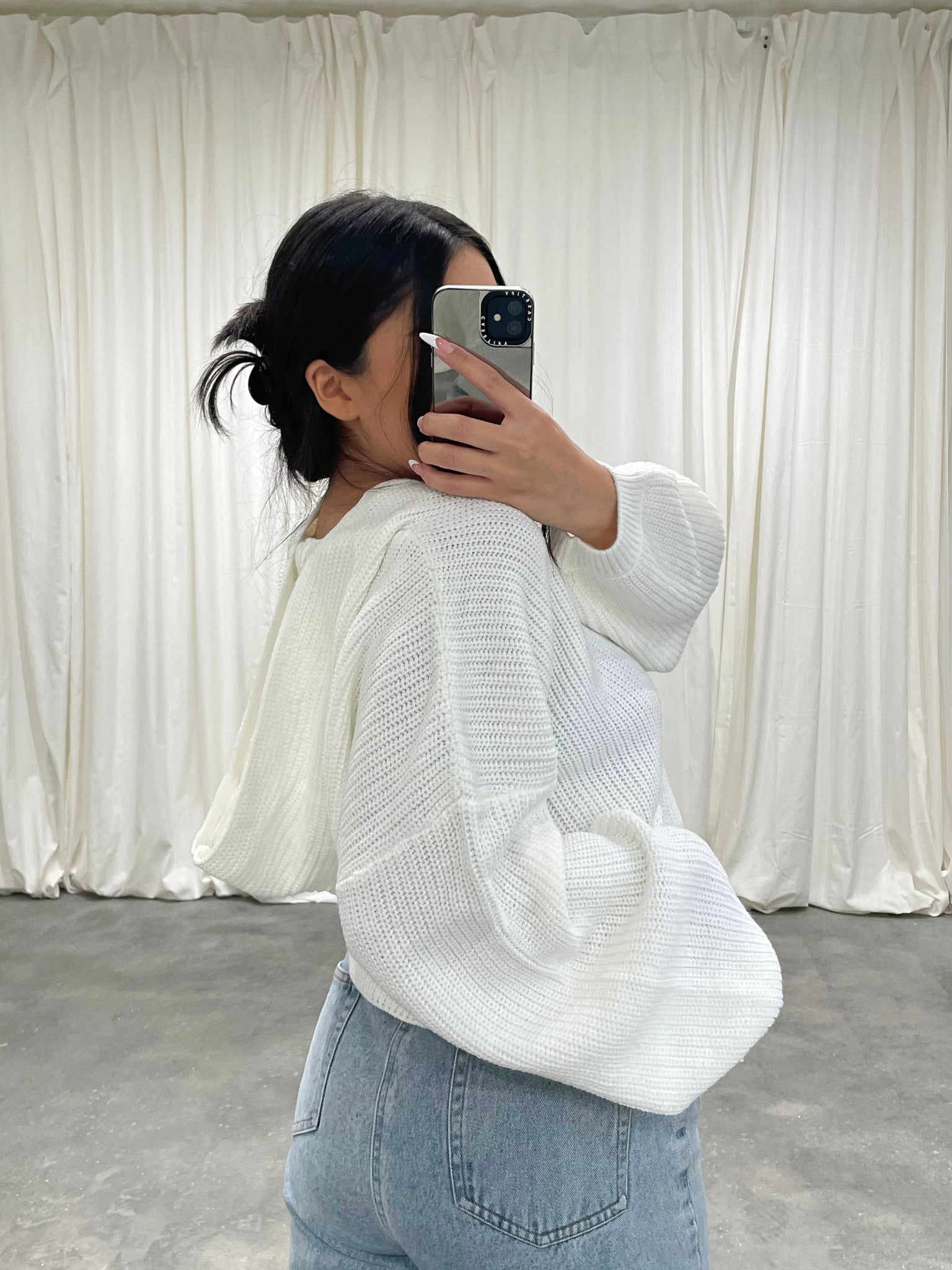 alexa knit hoodie (WHITE/IVORY)