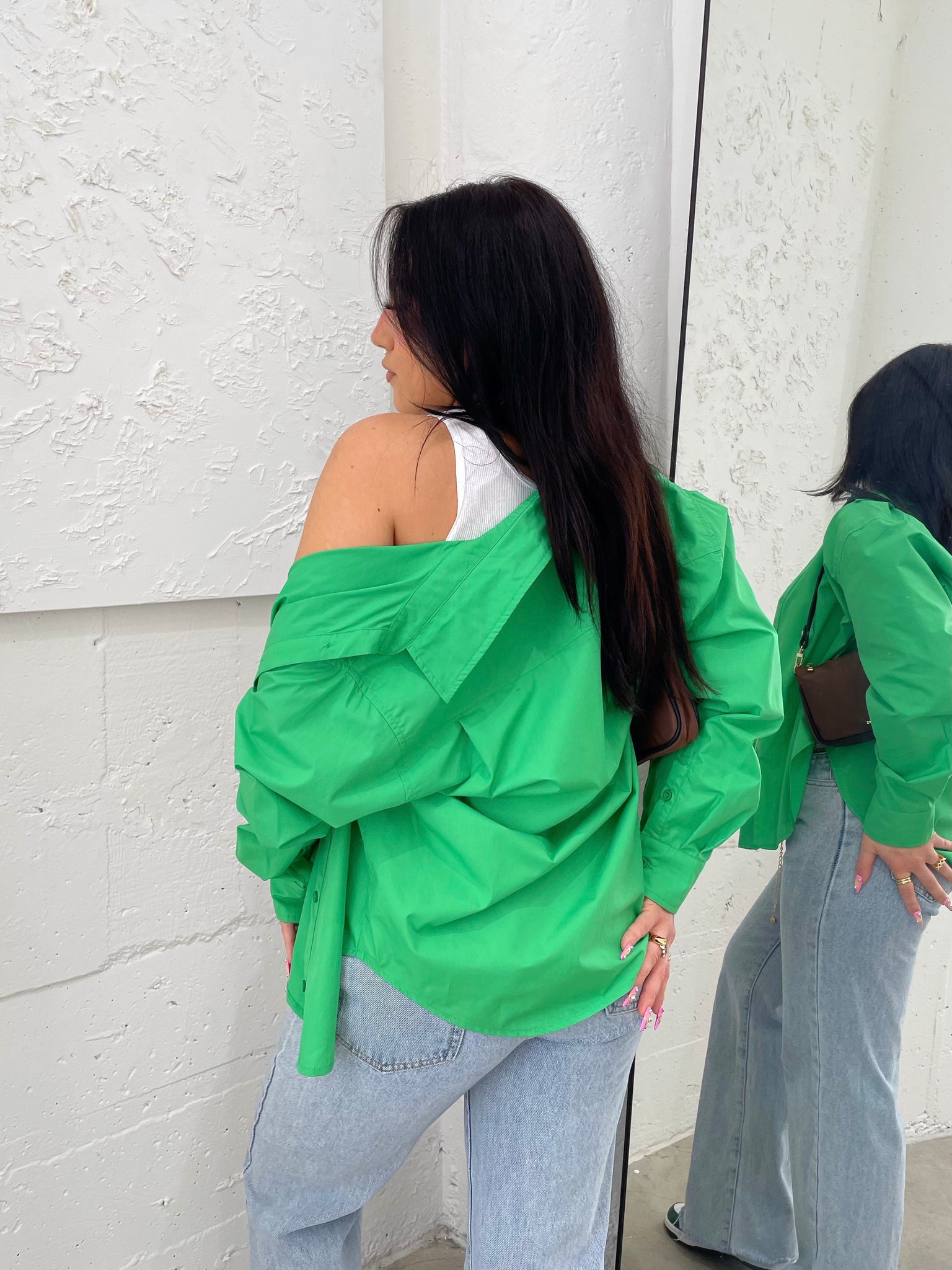 brielle oversized button up (KELLY GREEN)