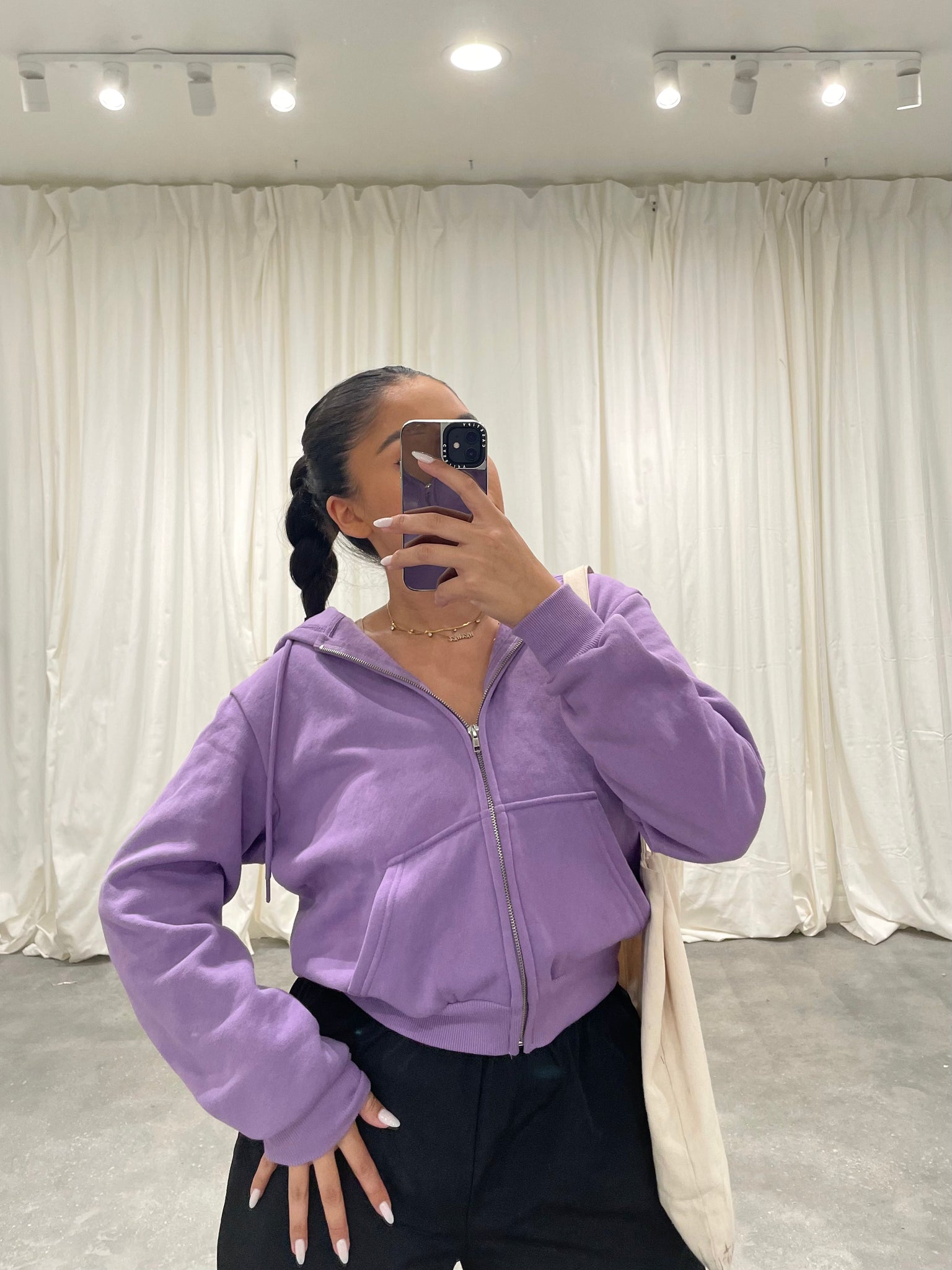 Purple zip top up hoodie