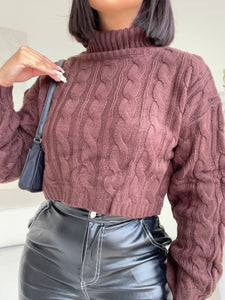 sasha knit crop sweater (MOCHA)