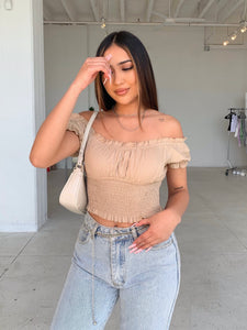 abby off the shoulder top (TAUPE)