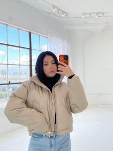 GWEN *V* LEATHER PUFFER (NUDE)