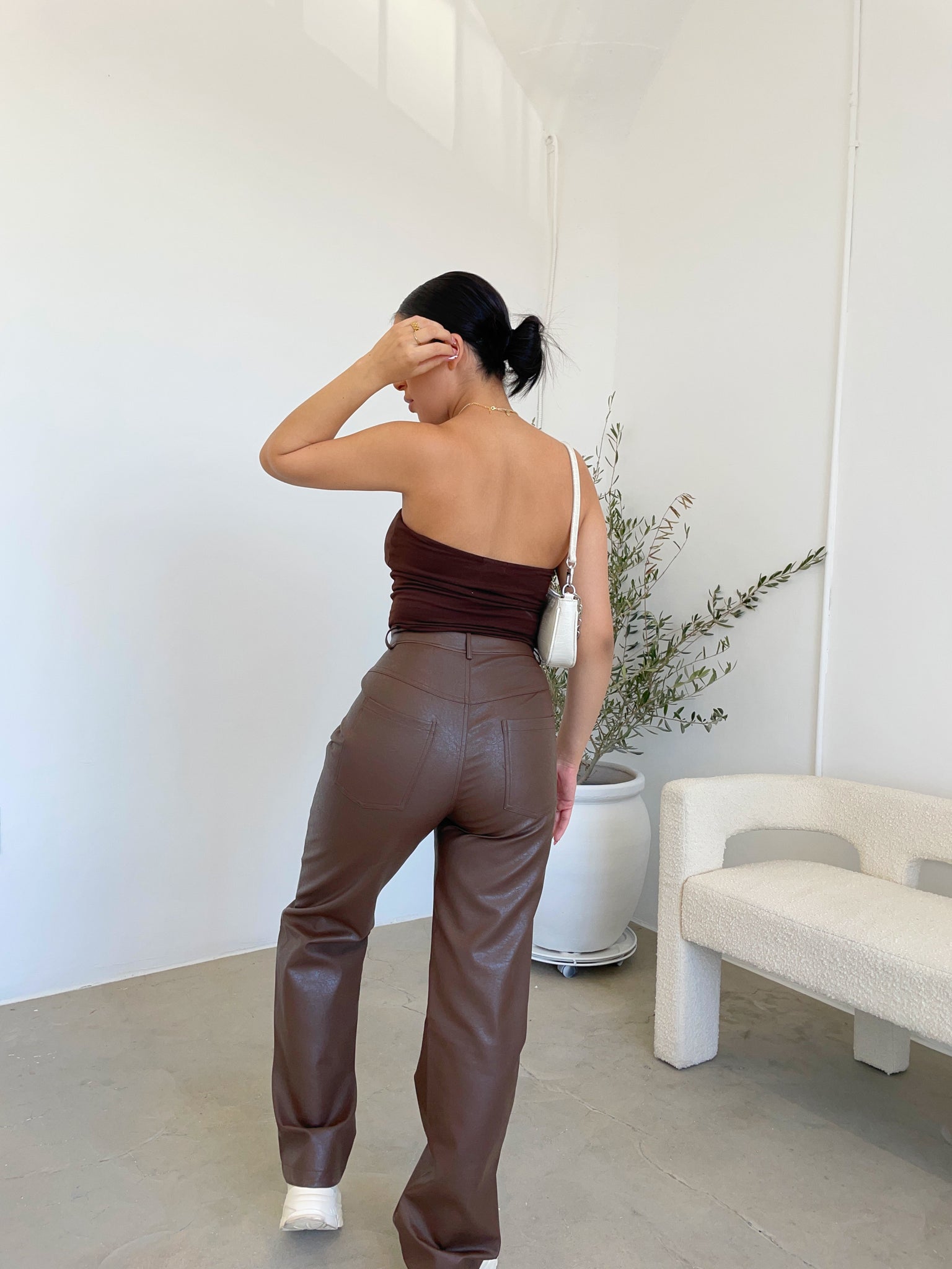 devon leather pants (BROWN)