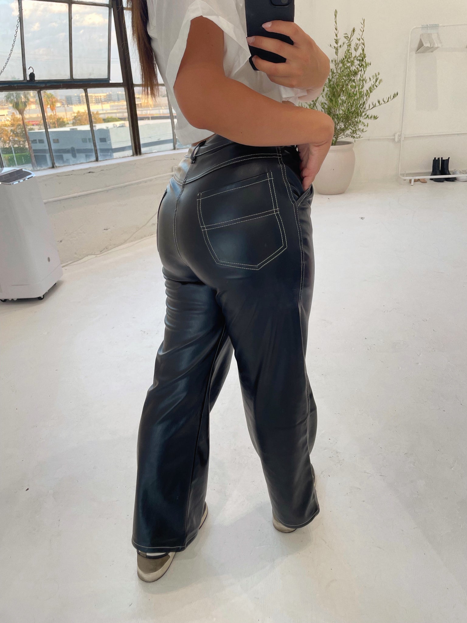 bianca leather pants (BLACK)